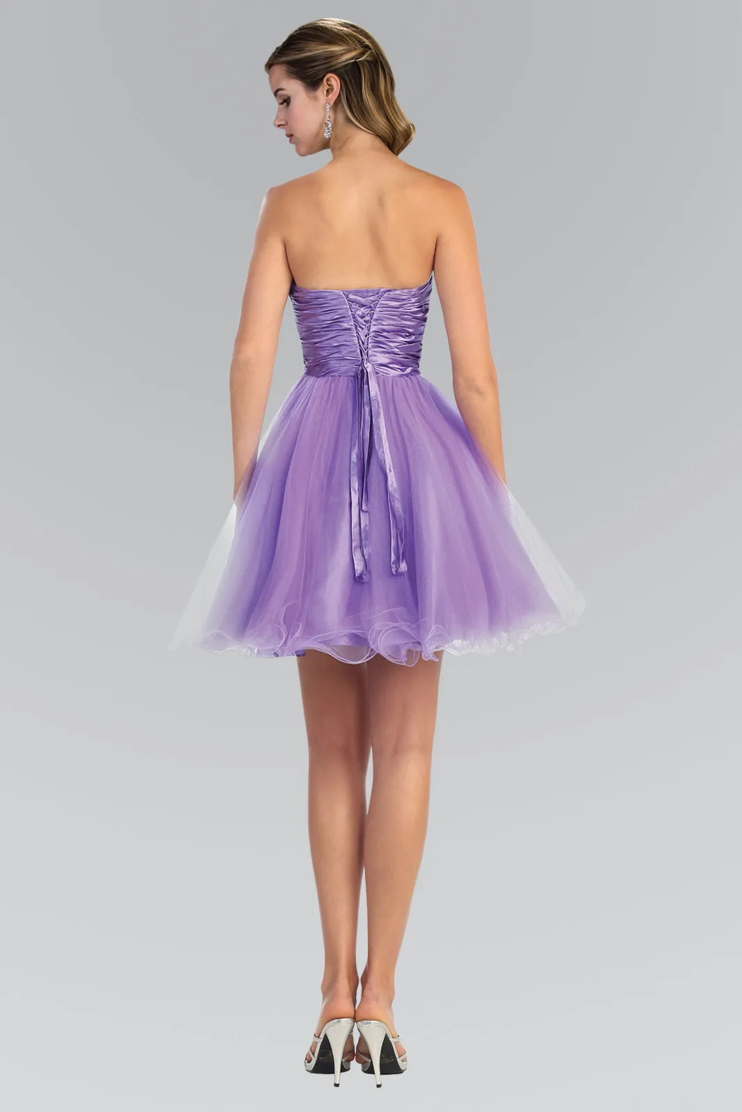 Elizabeth K - GS1052 - Sweetheart Beaded Tulle Cocktail Dress - Short