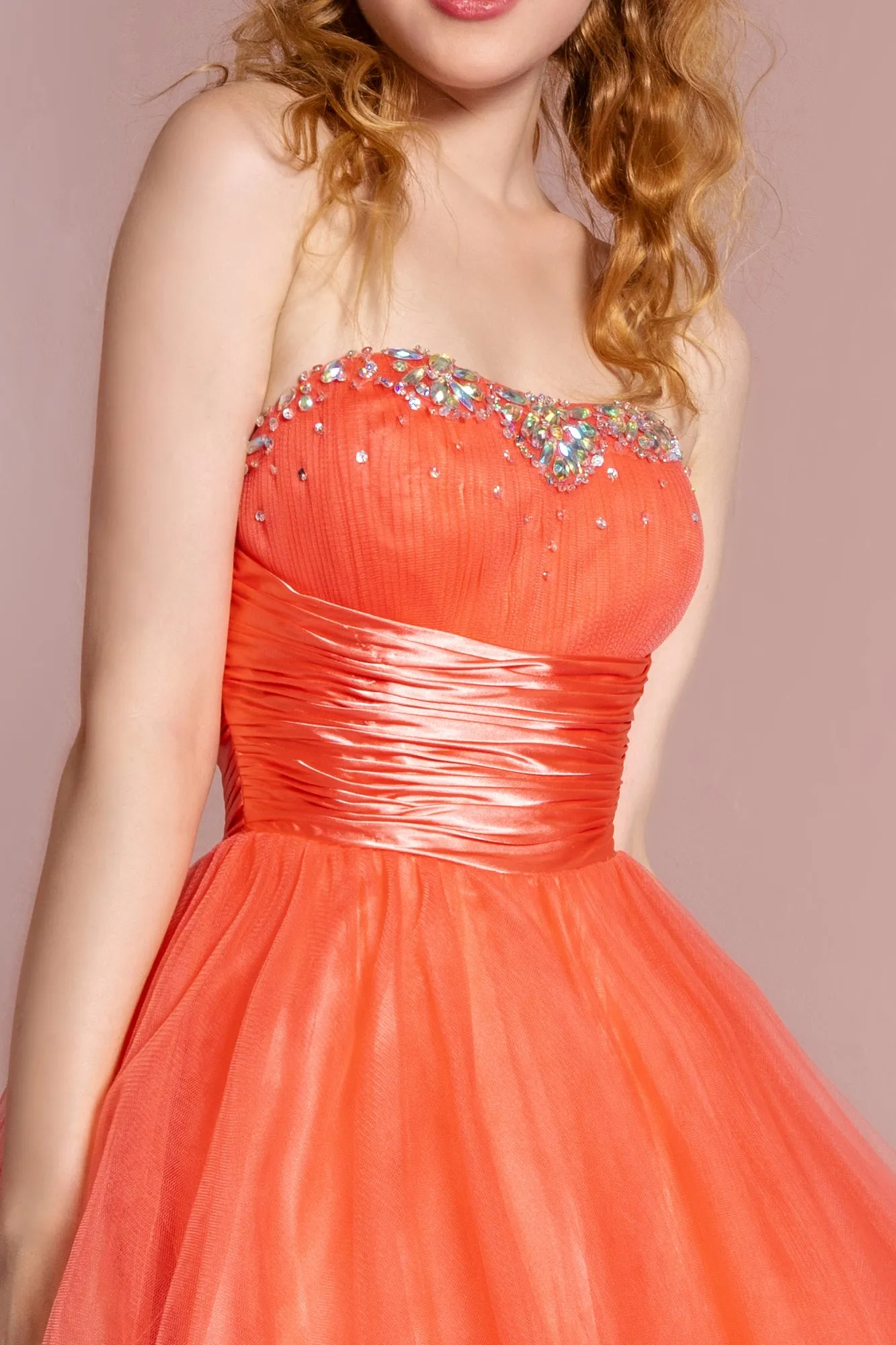Elizabeth K - GS1052 - Sweetheart Beaded Tulle Cocktail Dress - Short