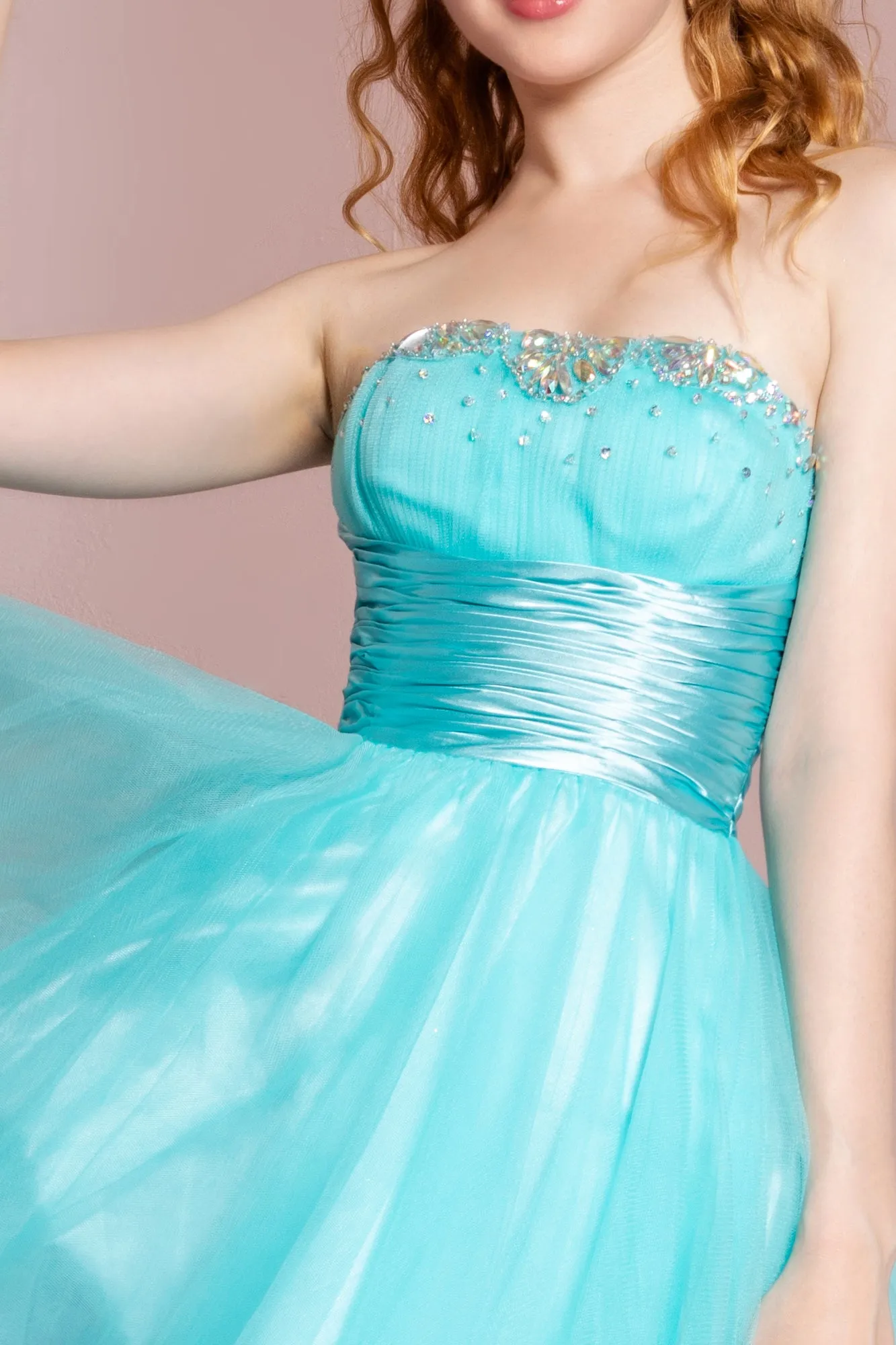 Elizabeth K - GS1052 - Sweetheart Beaded Tulle Cocktail Dress - Short