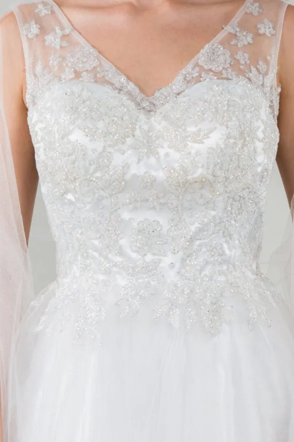 Elizabeth K - GS1968 - Embellished Bodice V-Neck Tulle Short Cocktail Dress