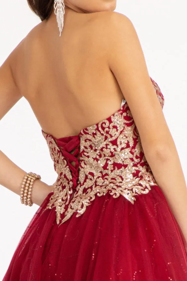 Elizabeth K - GS1980 - Glitter and Sequin Sweetheart Cocktail Dress  - Short