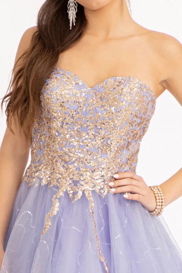 Elizabeth K - GS1980 - Glitter and Sequin Sweetheart Cocktail Dress  - Short