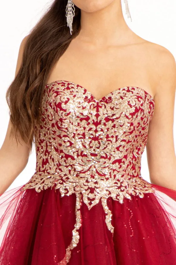 Elizabeth K - GS1980 - Glitter and Sequin Sweetheart Cocktail Dress  - Short