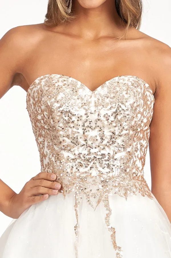 Elizabeth K - GS1980 - Glitter and Sequin Sweetheart Cocktail Dress  - Short