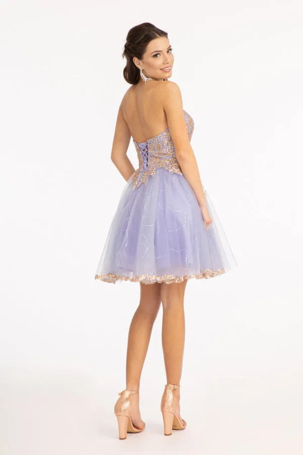 Elizabeth K - GS1980 - Glitter and Sequin Sweetheart Cocktail Dress  - Short