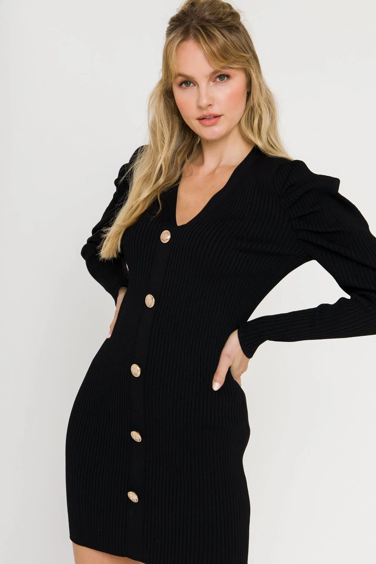 Endless Rose - Plunging V-Neck Knit Dress