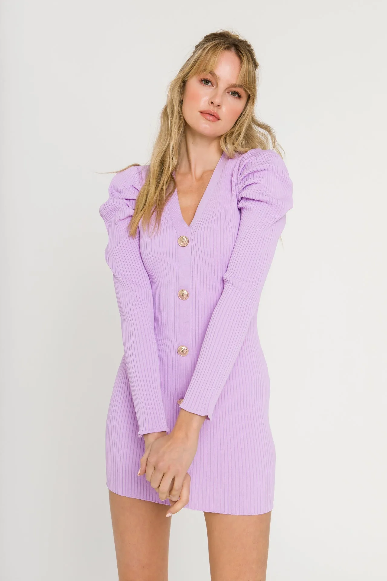 Endless Rose - Plunging V-Neck Knit Dress