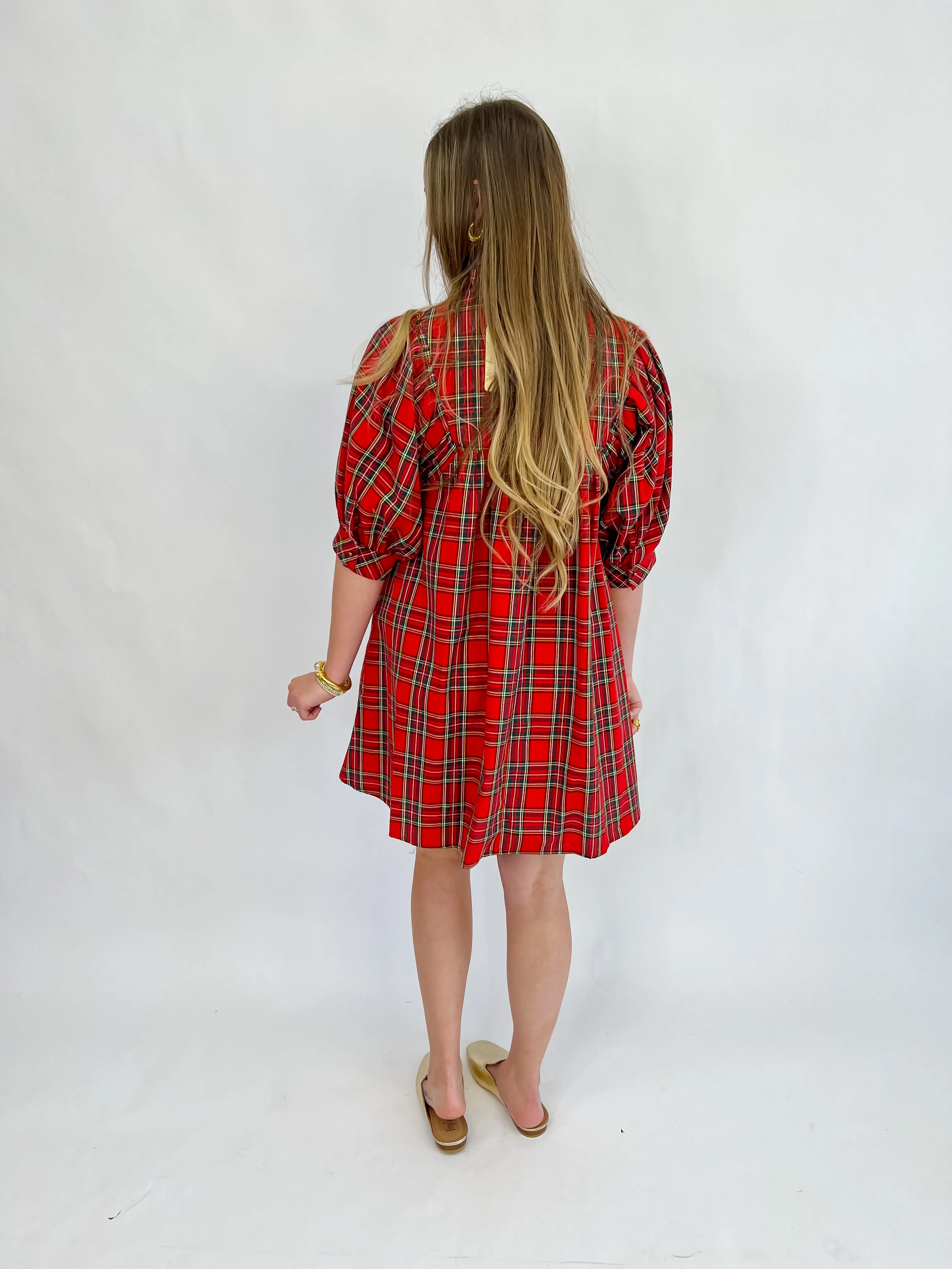 [Entro] Merry Everything Plaid Dress-Red