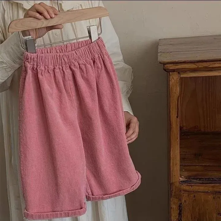Fashion Baby Girl Boy Corduroy Wide Leg Pant Solid Color Infant Toddler Child Casual Trousers Spring Autumn Baby Clothes 1-10Y