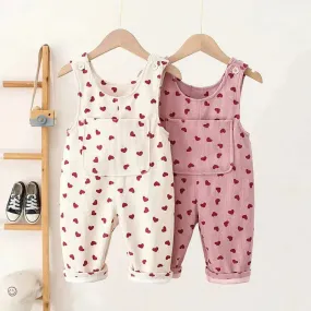 Fashion Girls Heart Printing Corduroy Overalls Baby girl Romper Jumpsuit