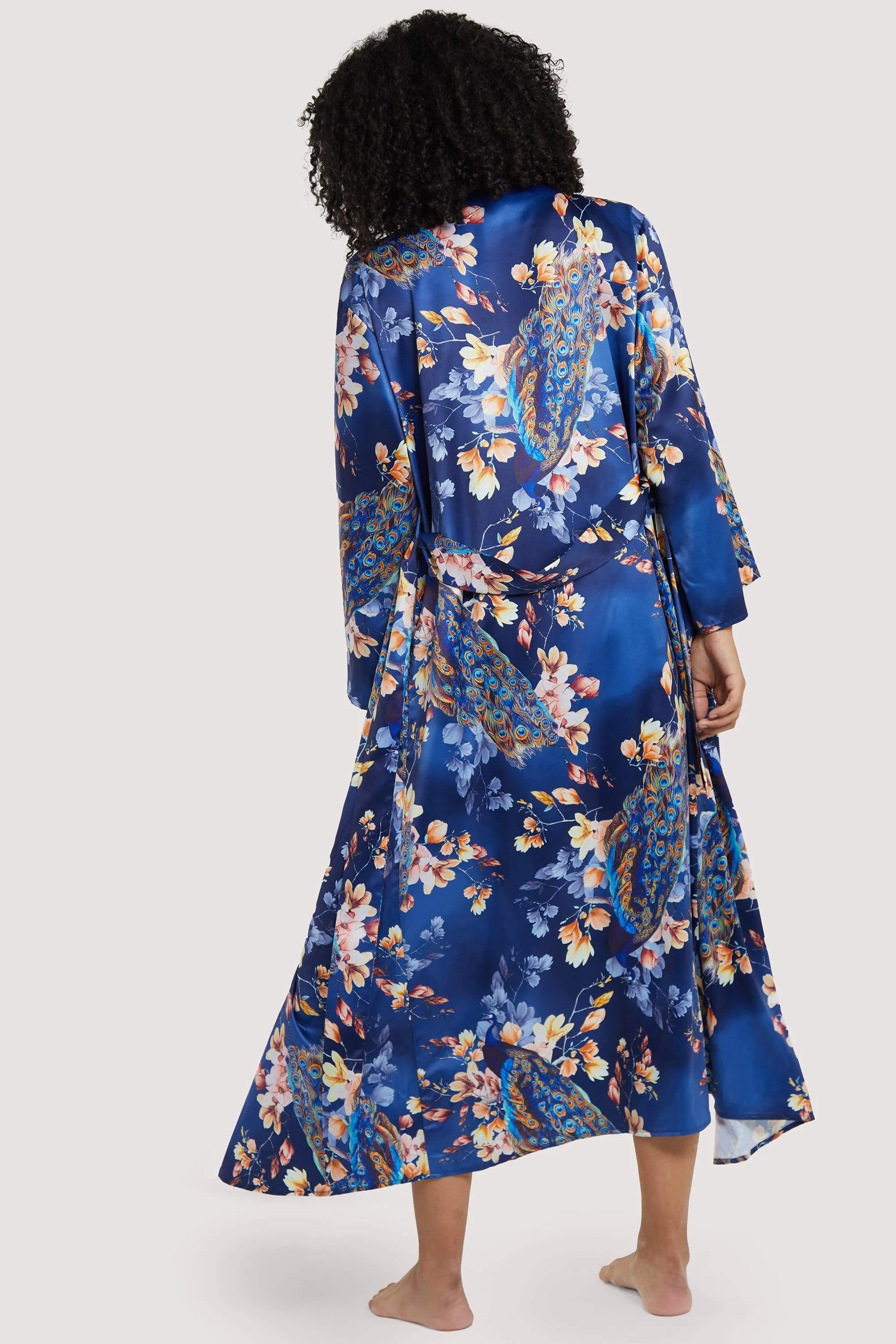FFFB Peacock Print Satin Robe
