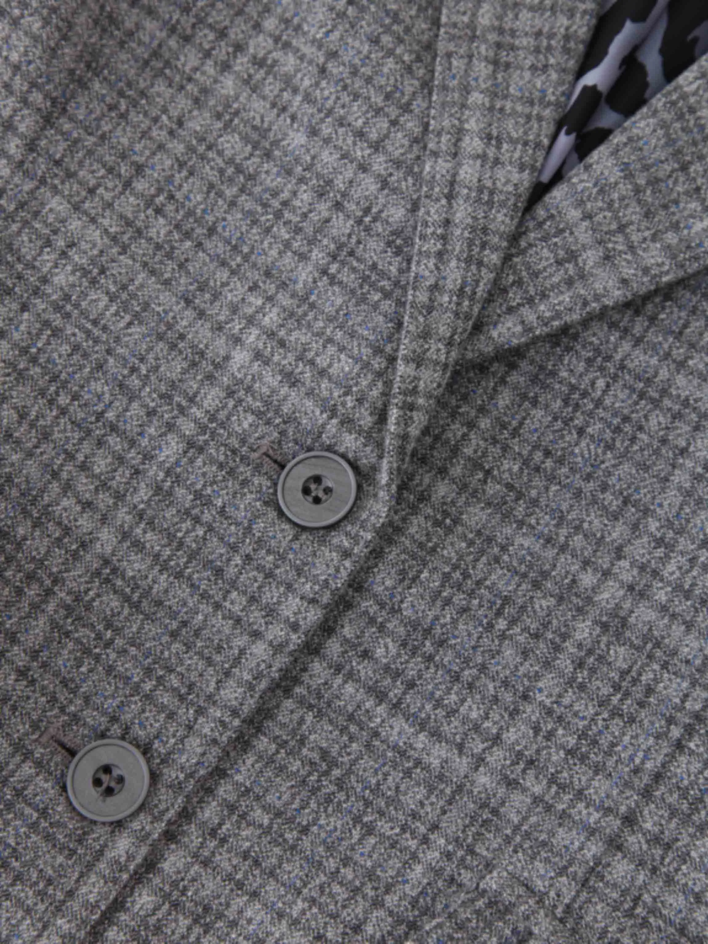 Fitted Blazer-Grey Plaid