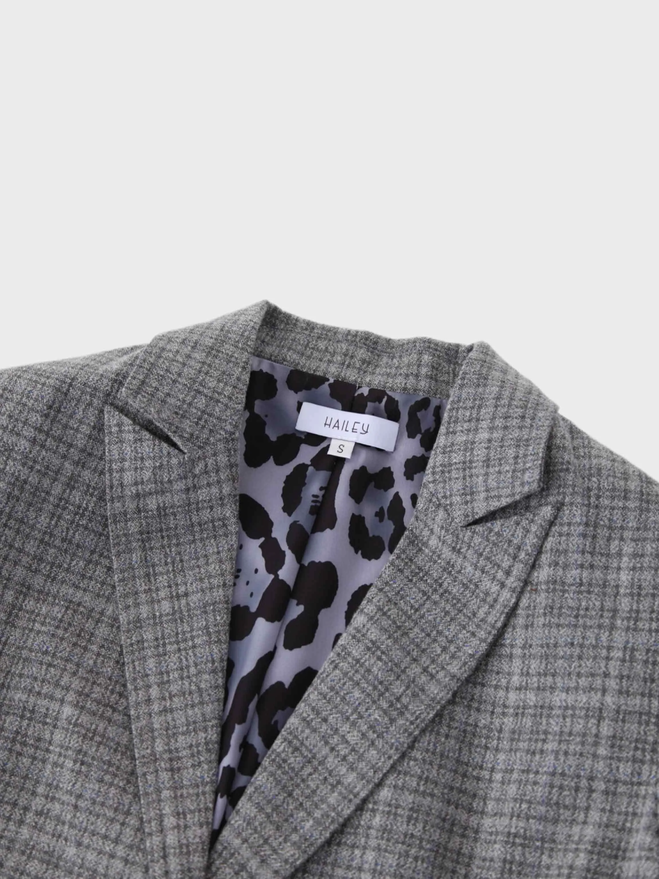 Fitted Blazer-Grey Plaid