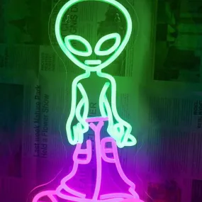 Fun Bright Alien Wearing Pink Cargo Pants & Shoes LED Night Light Decor