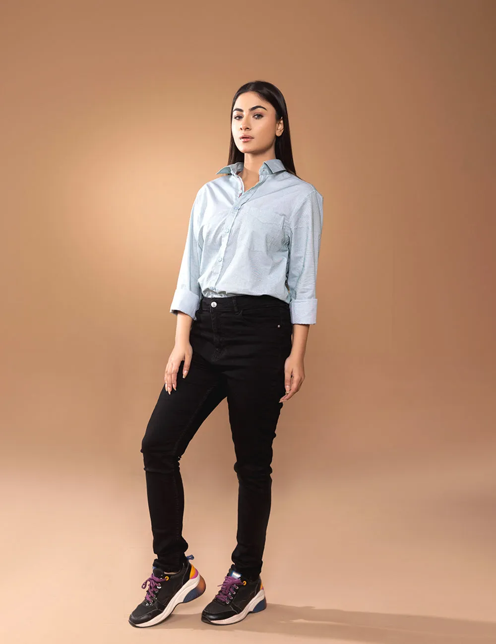 Green Self-Designed Casual Women Shirt