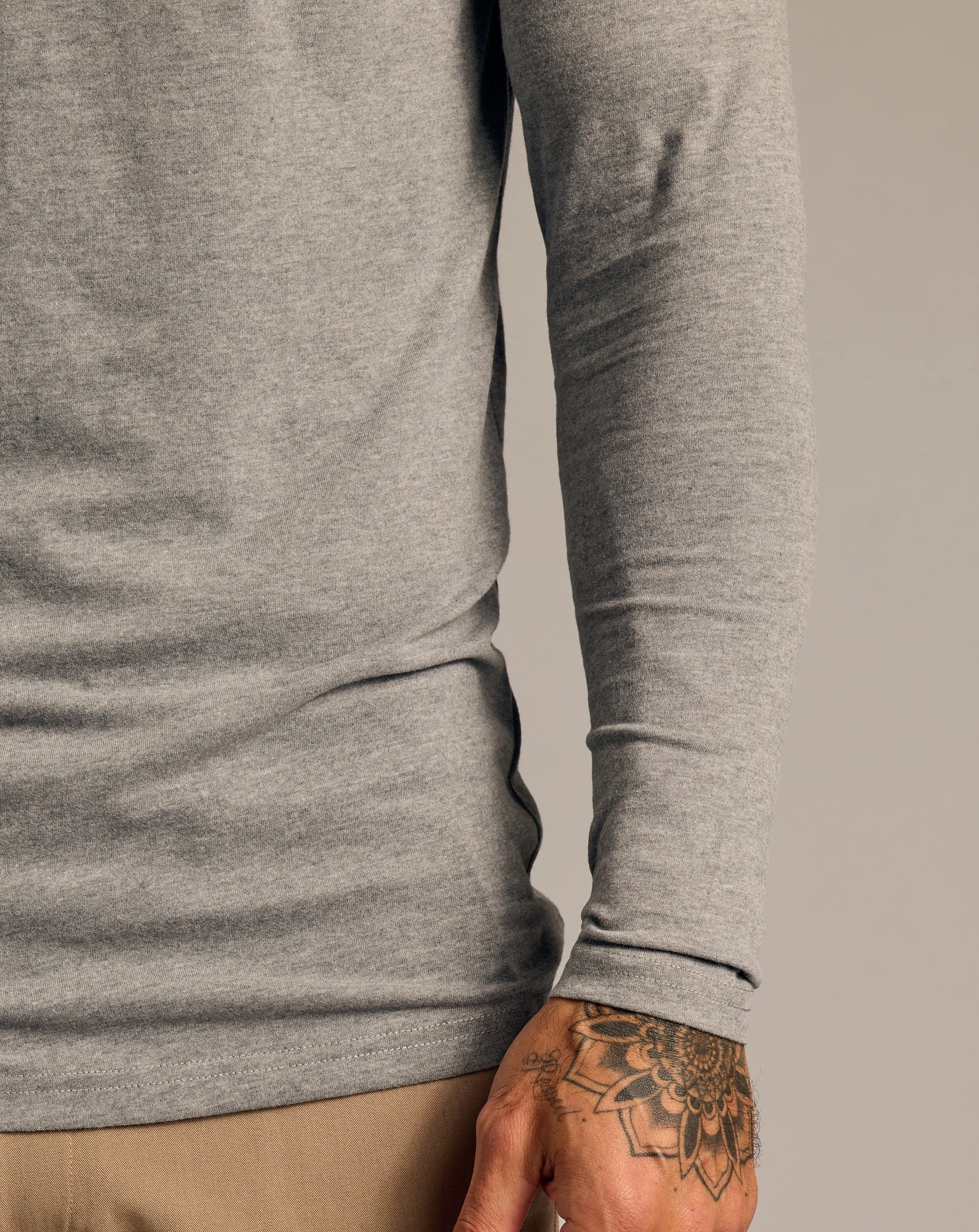 Heather Gray Long Sleeve Tall Classic Henley