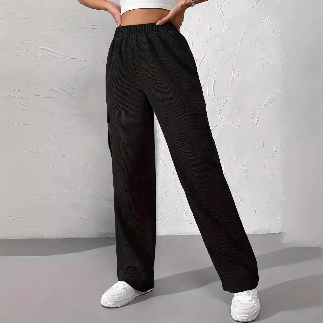 Ivyshape | Casual Corduroy Wide-Leg Overalls with Loose Elastic Waist
