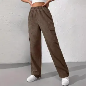 Ivyshape | Casual Corduroy Wide-Leg Overalls with Loose Elastic Waist