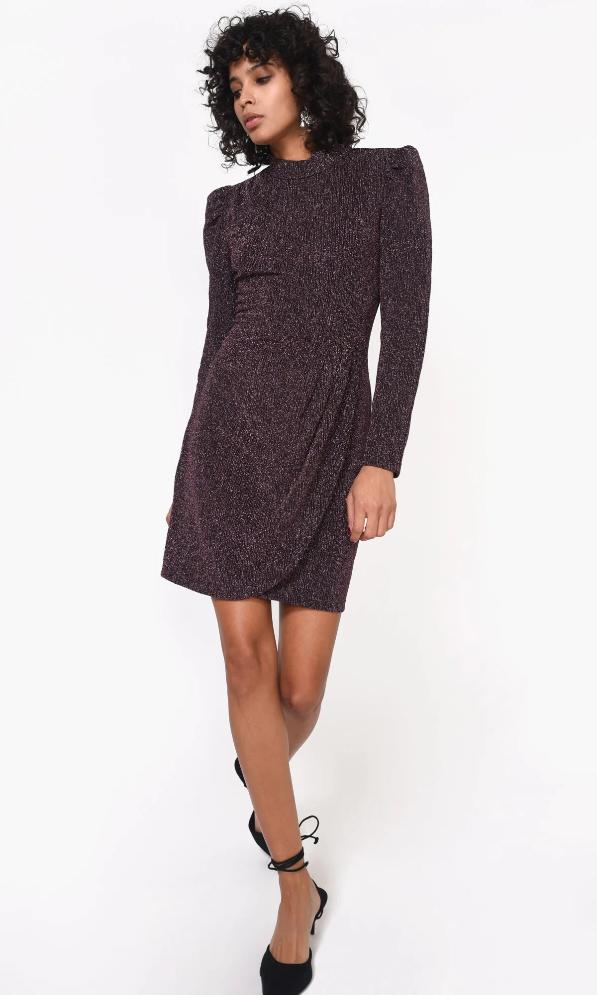 Jackie Metallic Knit Mock Neck Dress - FINAL SALE