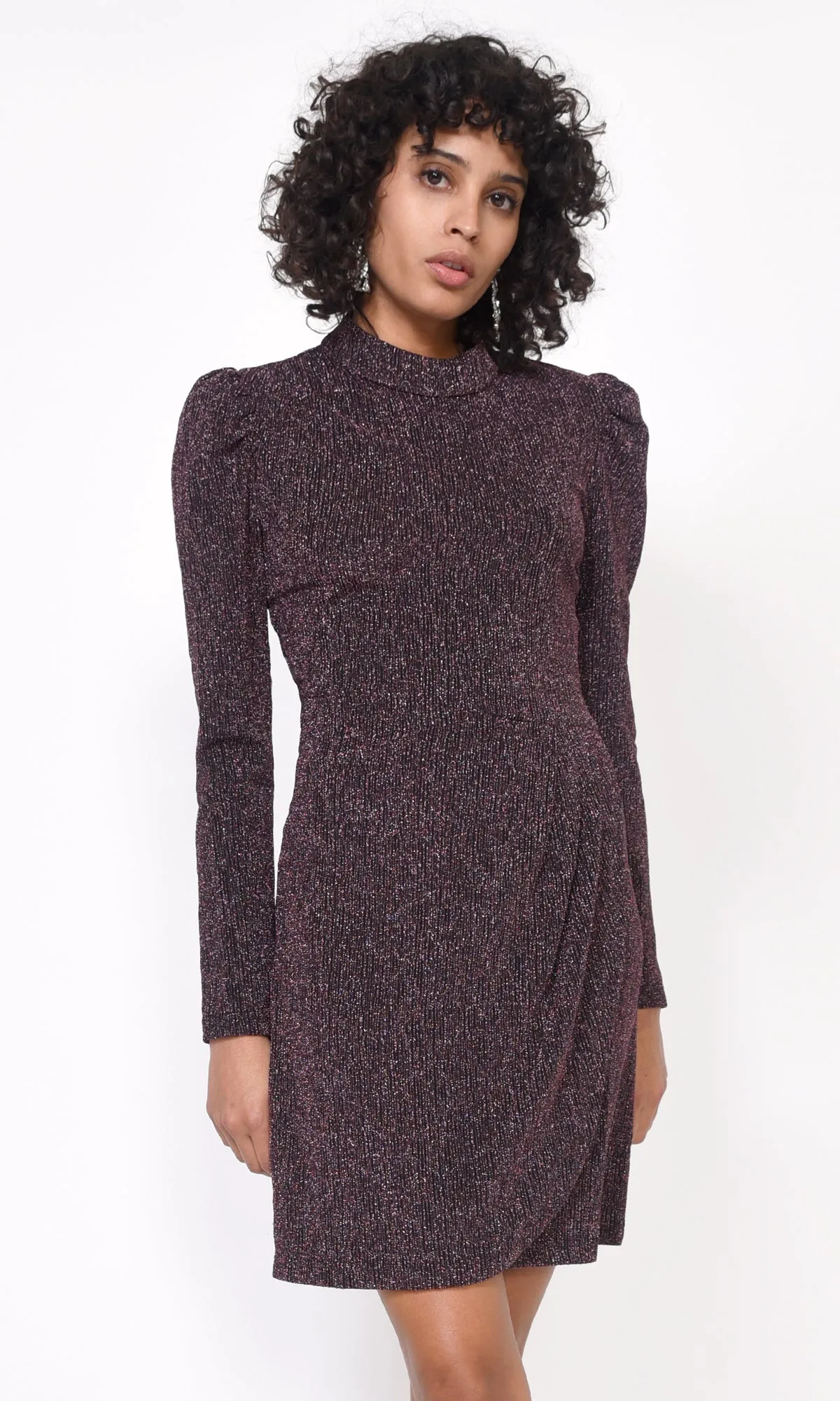 Jackie Metallic Knit Mock Neck Dress - FINAL SALE