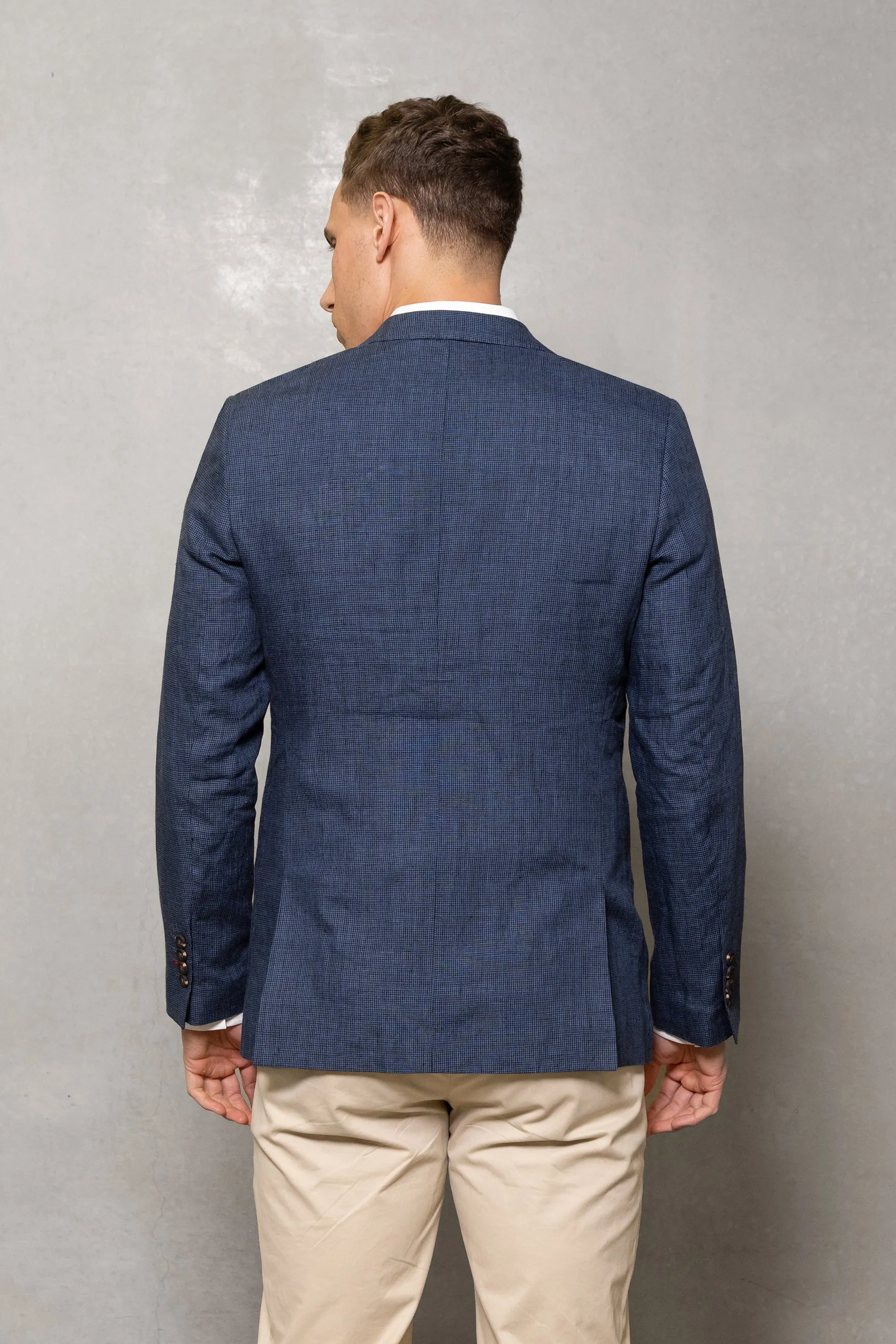 Johnson Linen Houndstooth Blazer: Carbon