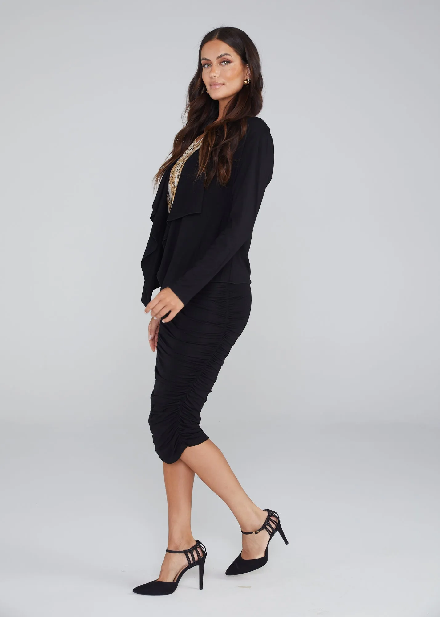 Joni Bamboo Waterfall Jacket - Black