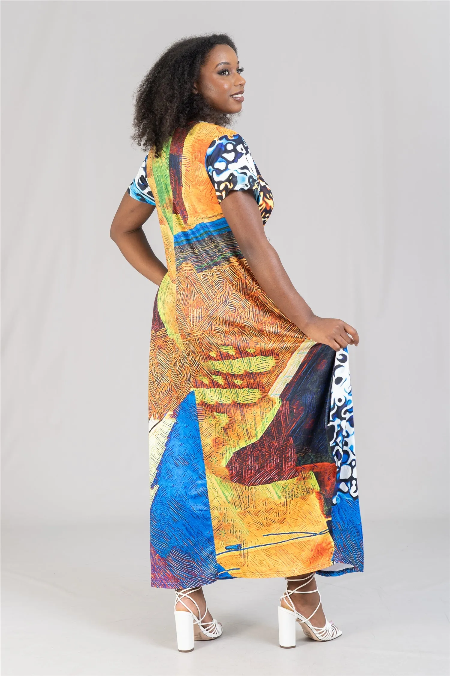 KaraChic CHH22042 Print Knit Maxi Dress