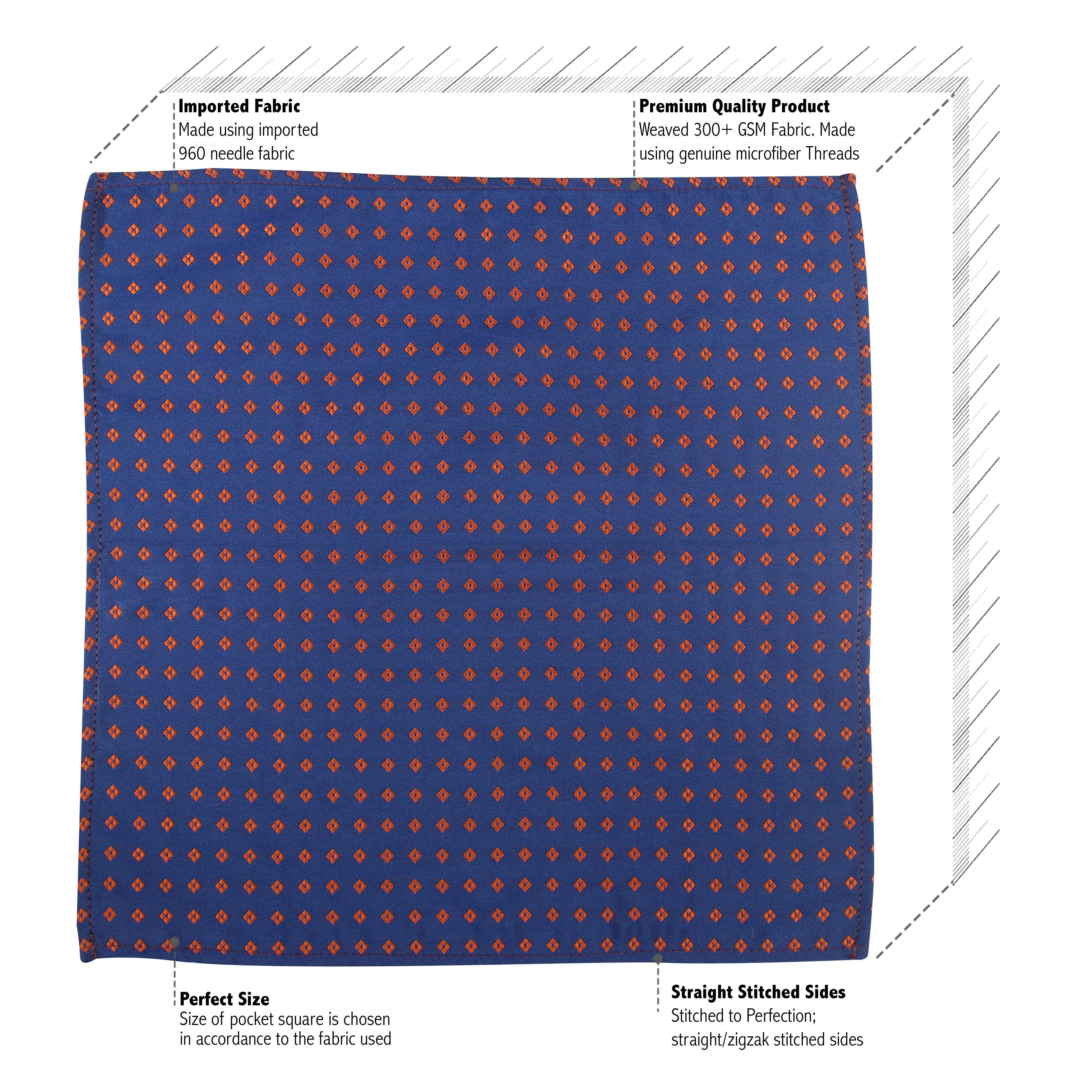 Kavove The Twining Dash Blue Pocket Square