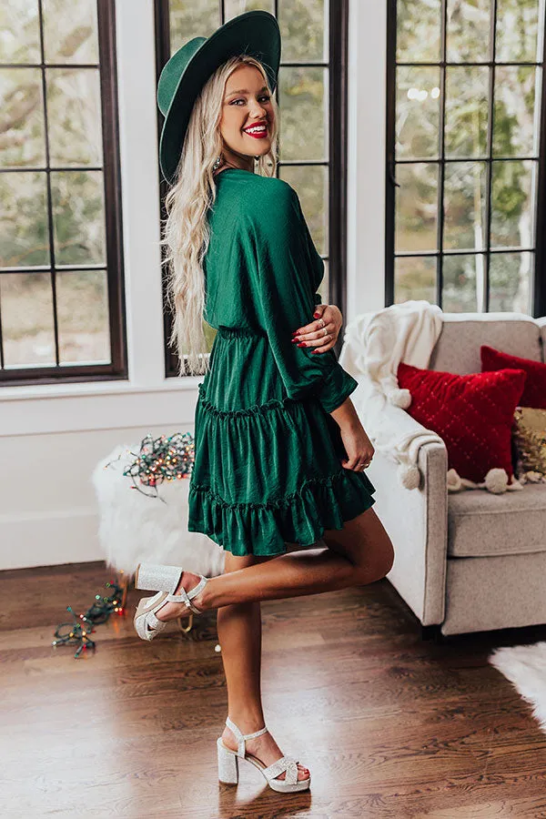 Keep It High Profile Babydoll Dress In Hunter Green