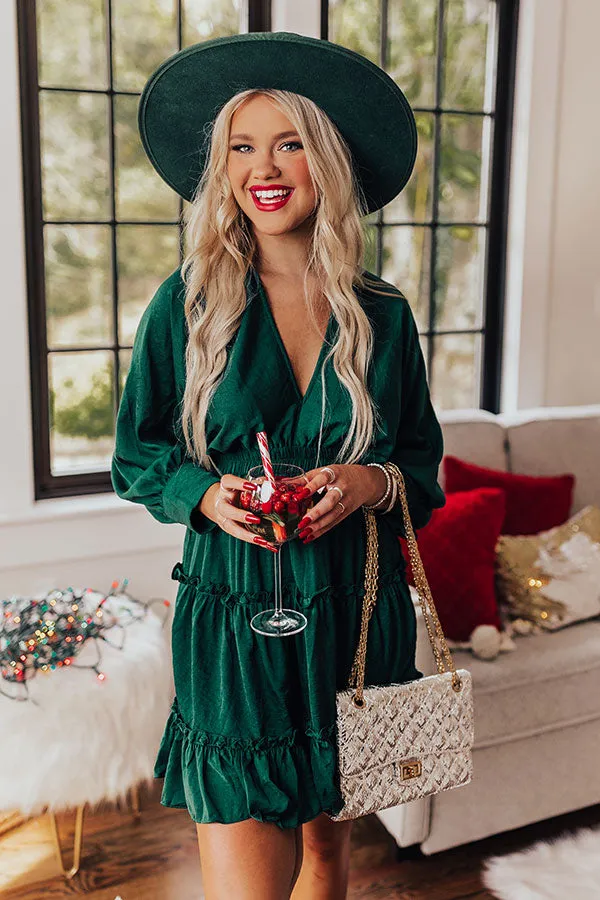 Keep It High Profile Babydoll Dress In Hunter Green