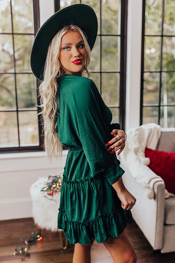 Keep It High Profile Babydoll Dress In Hunter Green