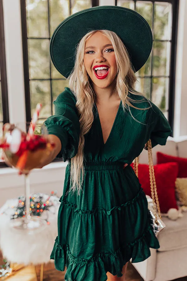 Keep It High Profile Babydoll Dress In Hunter Green