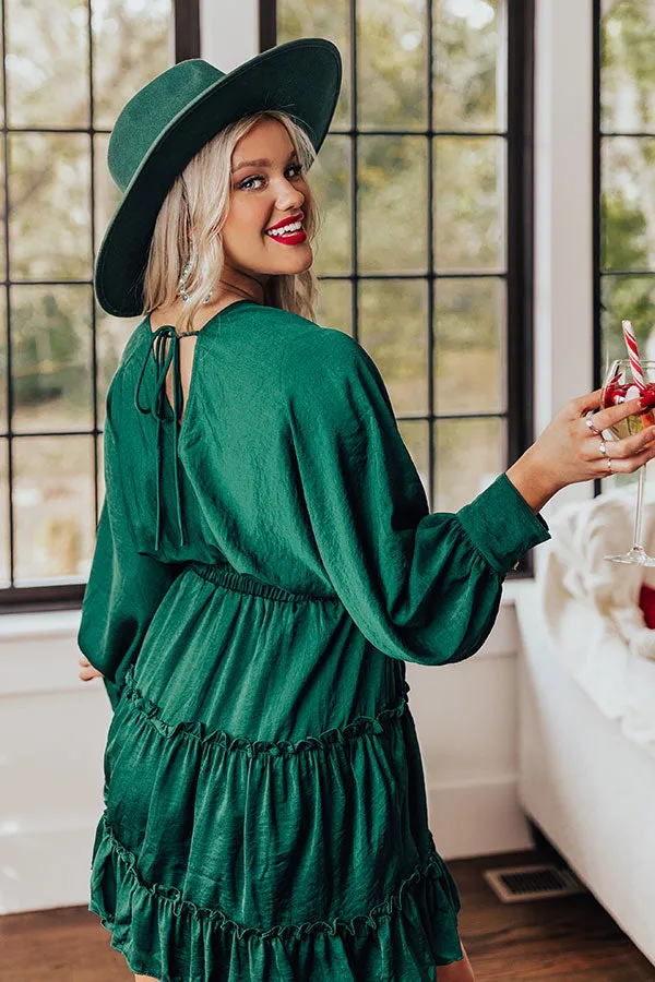 Keep It High Profile Babydoll Dress In Hunter Green