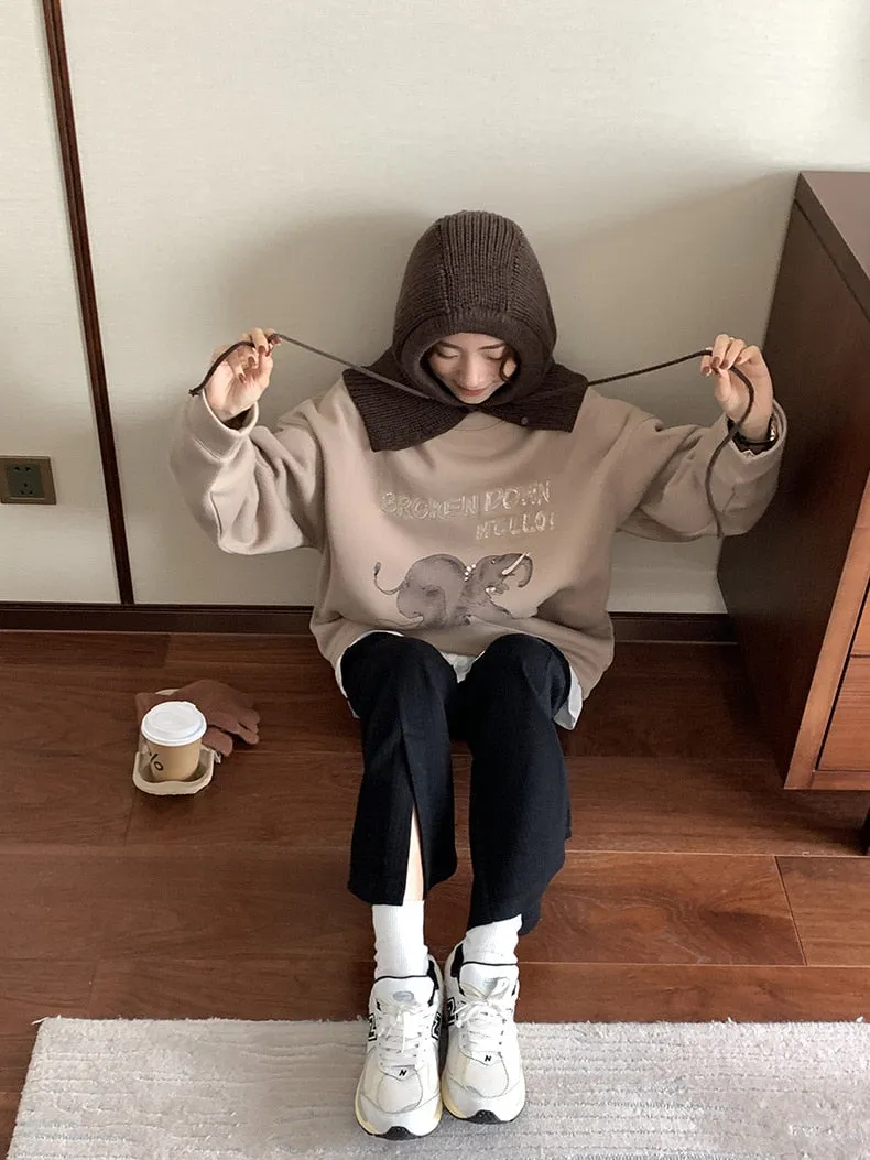 [Korean Style] Corduroy Cinched Waist Flare Pants w/ Slit