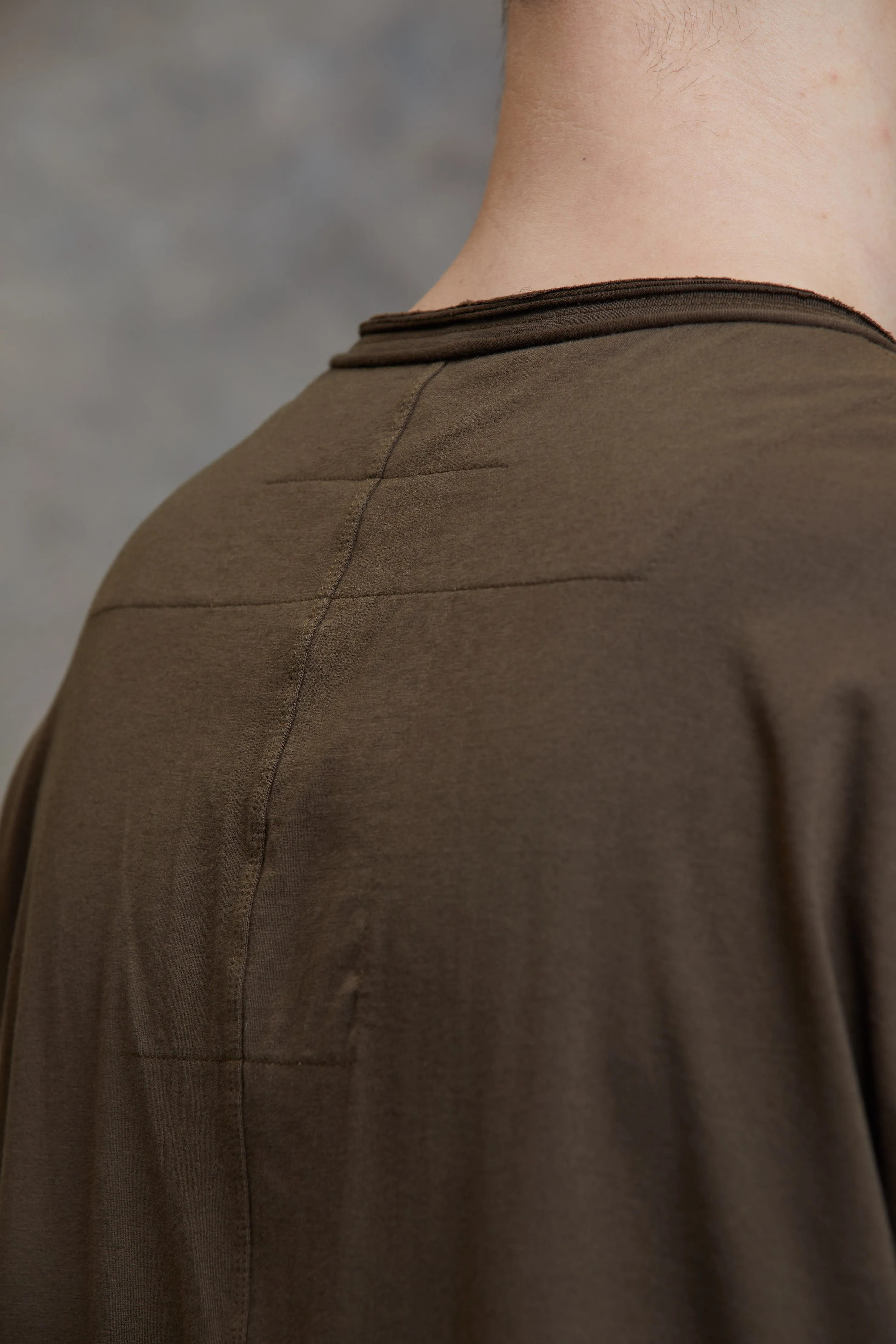LAYERED HENLEY-NECK T-SHIRT