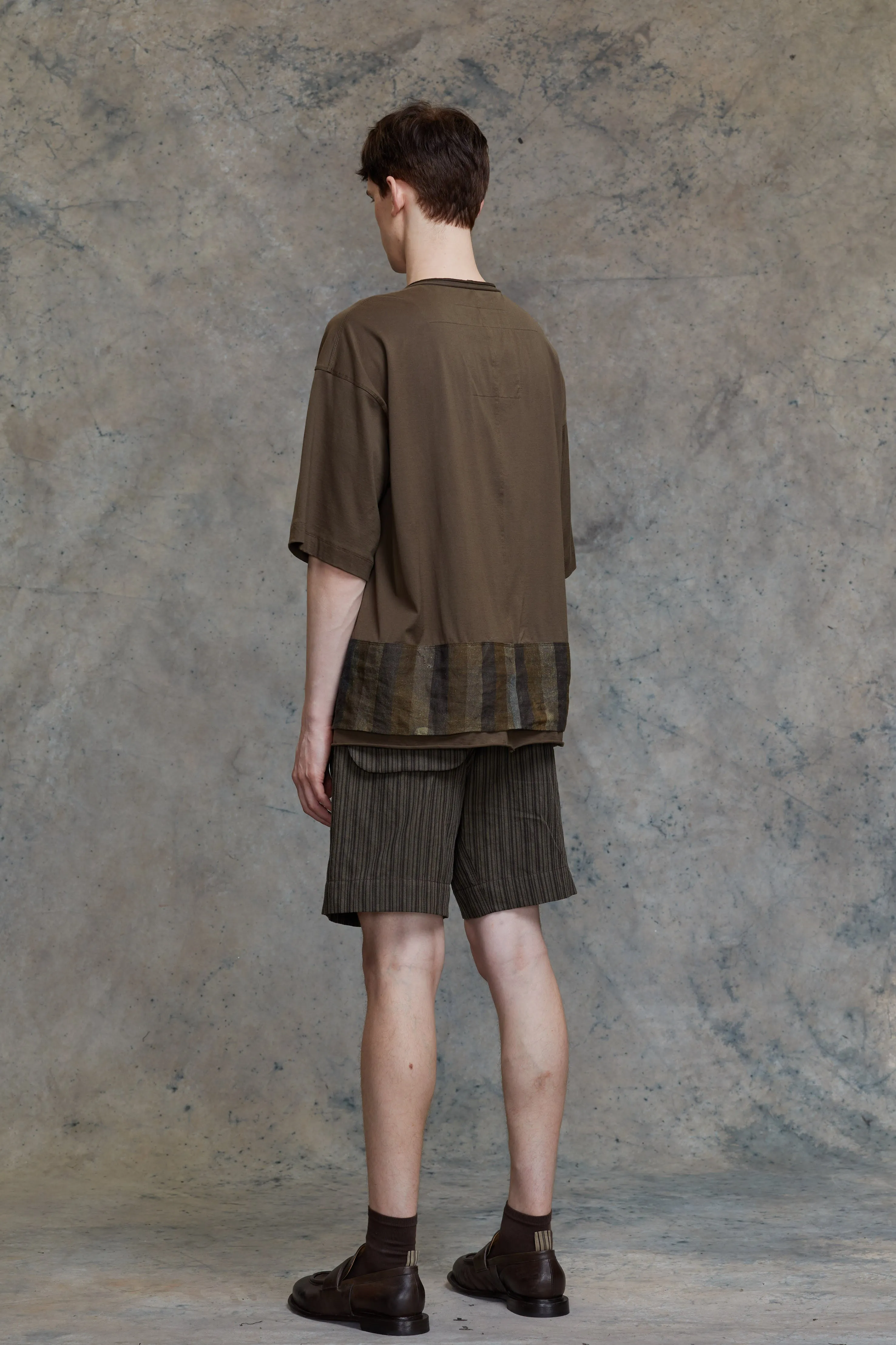 LAYERED HENLEY-NECK T-SHIRT