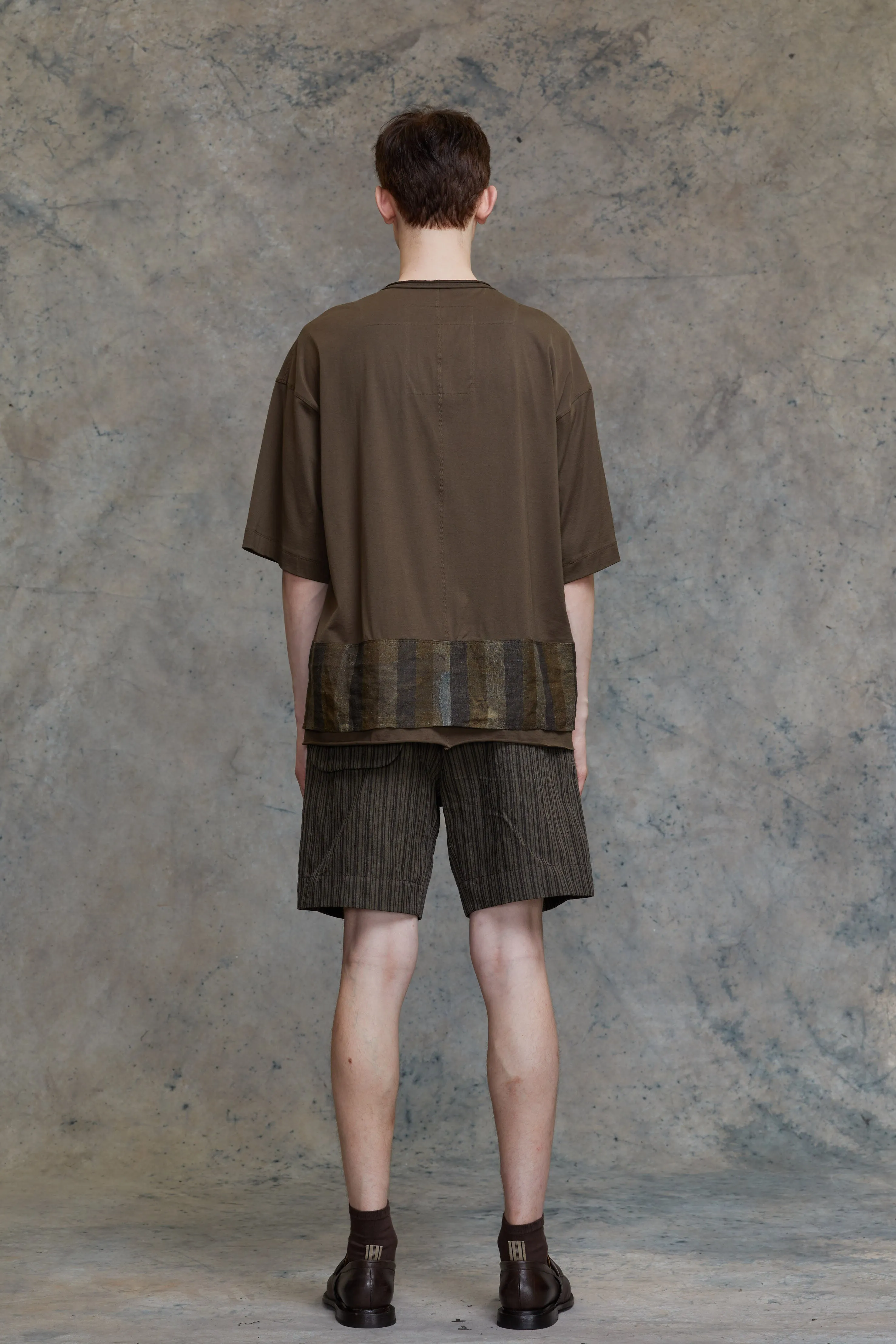 LAYERED HENLEY-NECK T-SHIRT