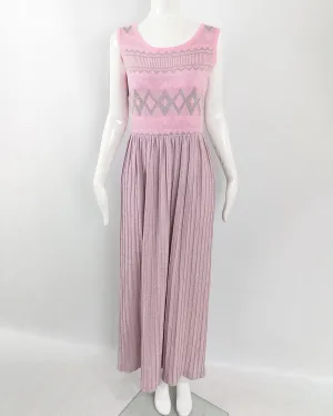 Louis Feraud Vintage Pink & Silver Knit Dress, 1970s