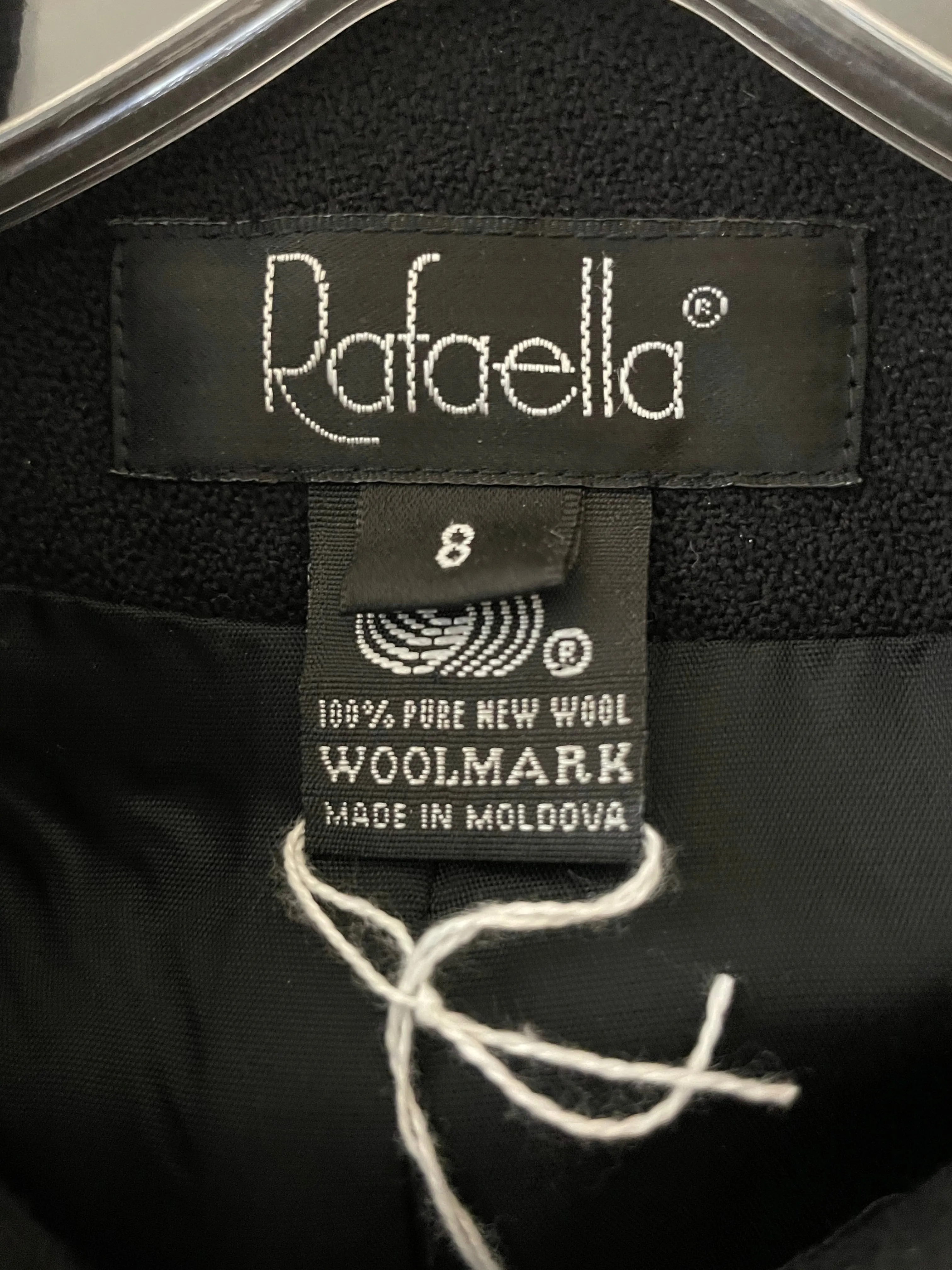 <€€* Womens Size 8 RAFAELLA Black Wool Jacket Blazer Gold Button Up