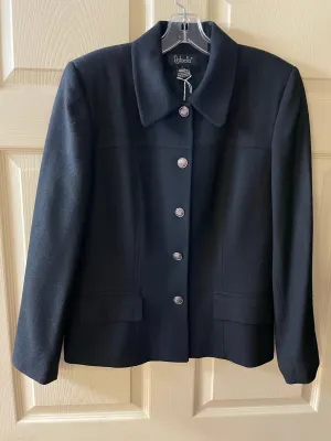 <€€* Womens Size 8 RAFAELLA Black Wool Jacket Blazer Gold Button Up