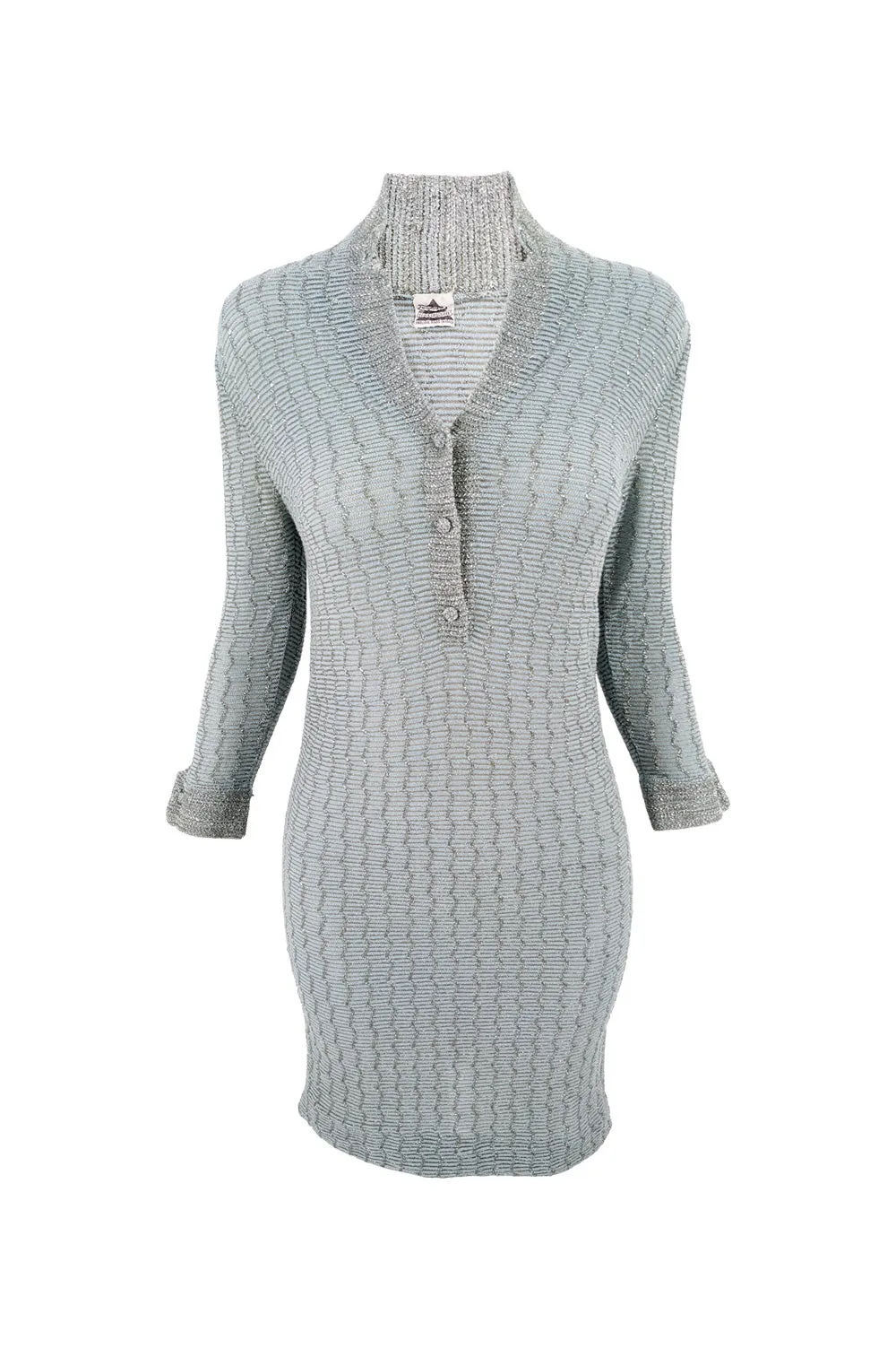 Luisa Spagnoli Vintage Pastel Blue & Silver Knit Dress, 1960s