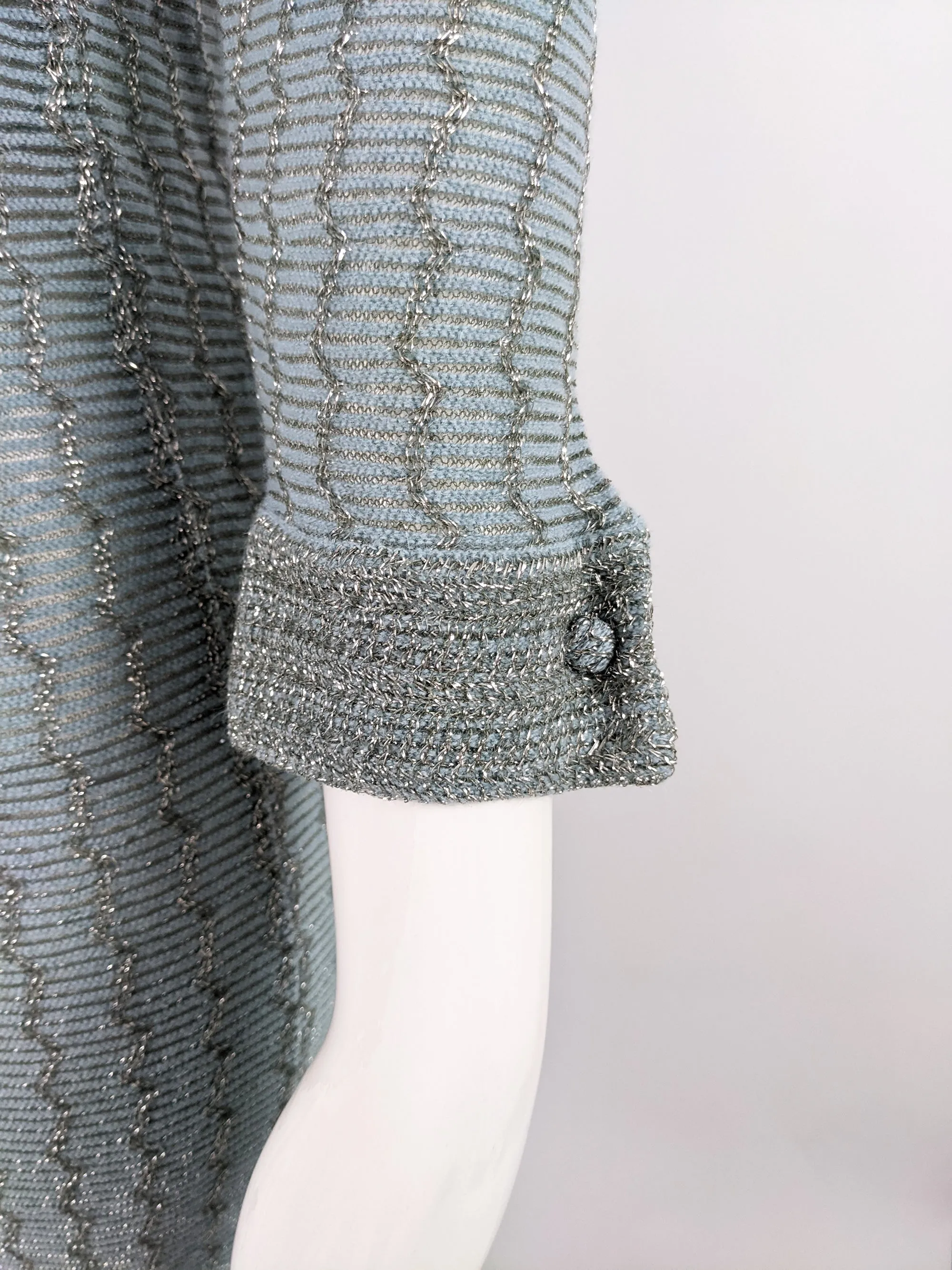 Luisa Spagnoli Vintage Pastel Blue & Silver Knit Dress, 1960s