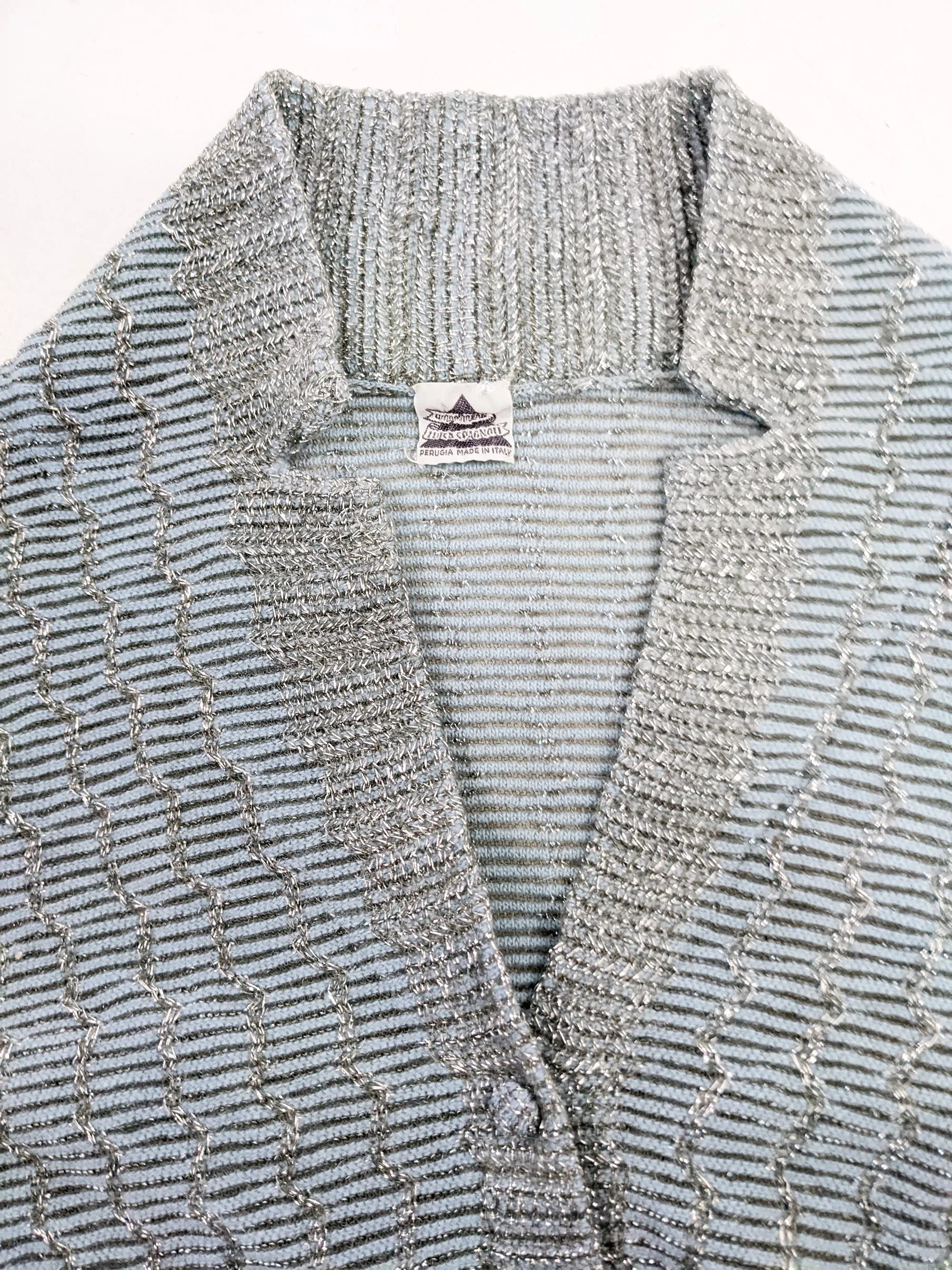 Luisa Spagnoli Vintage Pastel Blue & Silver Knit Dress, 1960s