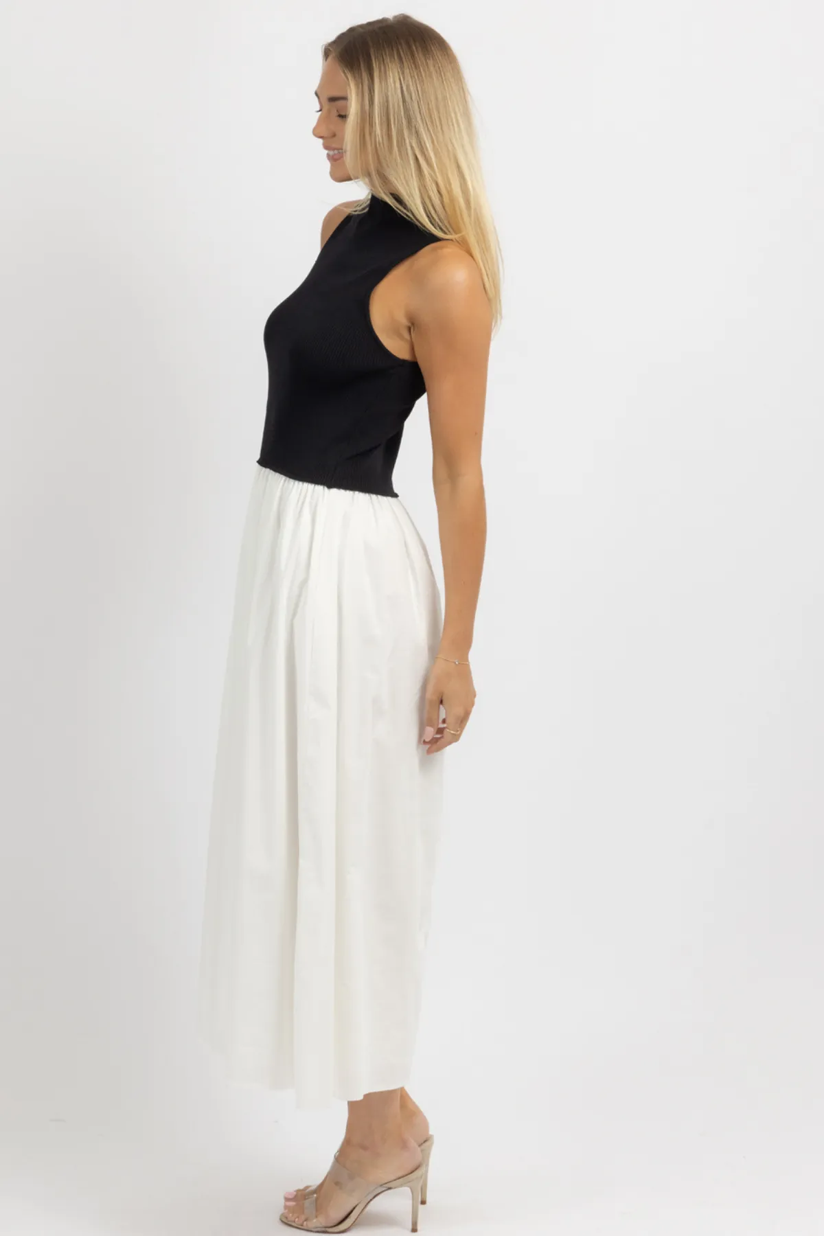 MADISON BLACK CONTRAST POPLIN DRESS