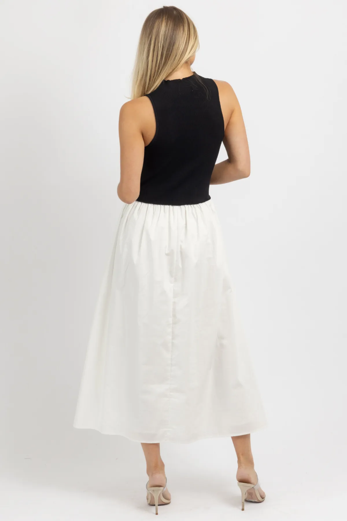 MADISON BLACK CONTRAST POPLIN DRESS