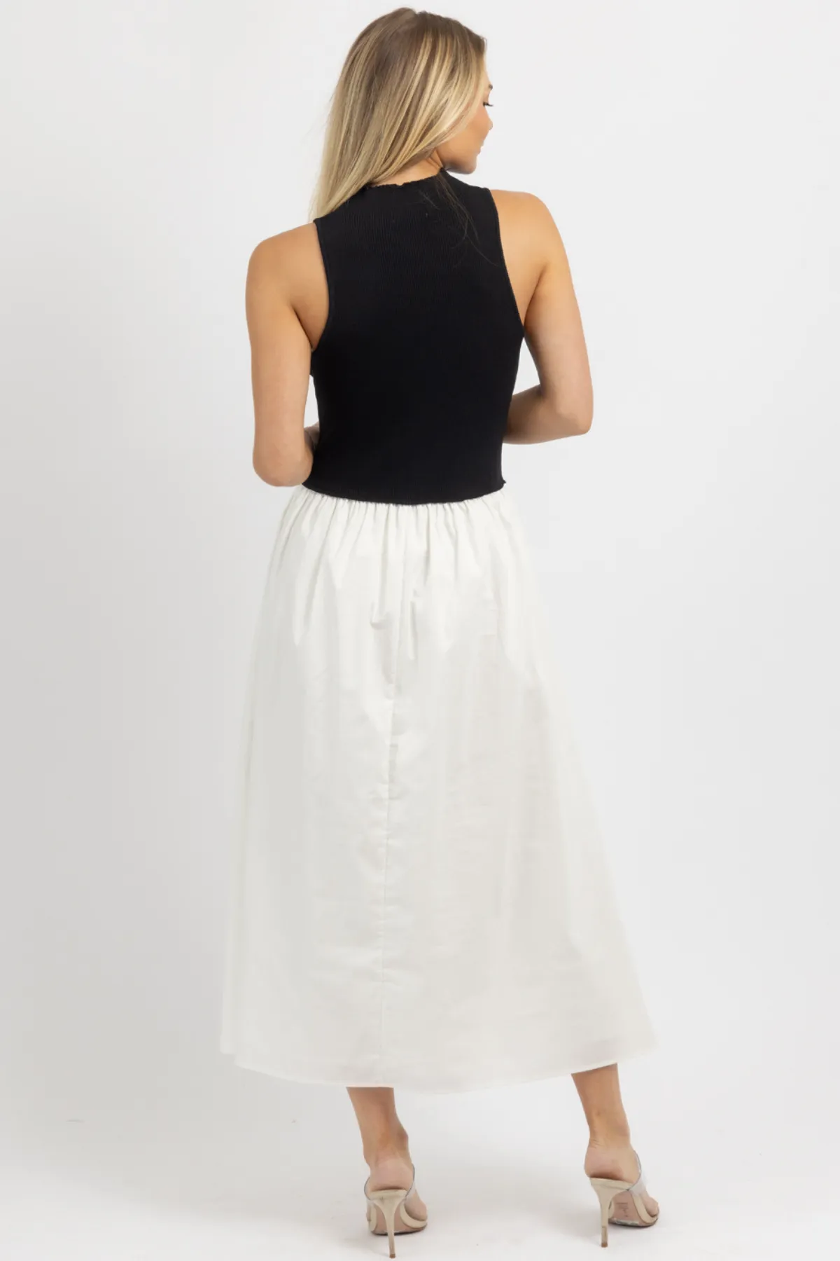 MADISON BLACK CONTRAST POPLIN DRESS
