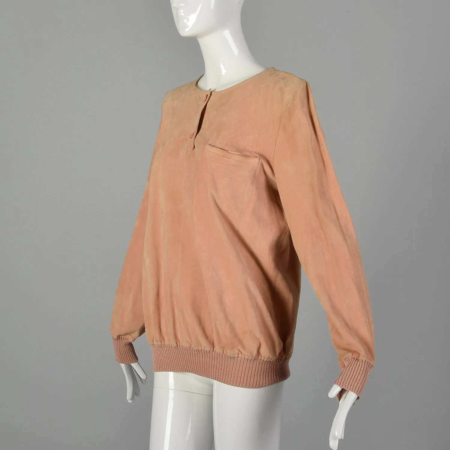 Medium-Large Valentino 1980s Pink Suede Shirt