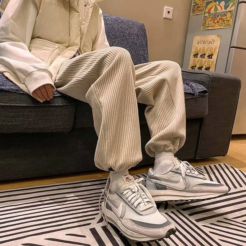 Men Pants Corduroy Pants Men's Casual Trousers Loose Autumn and Winter