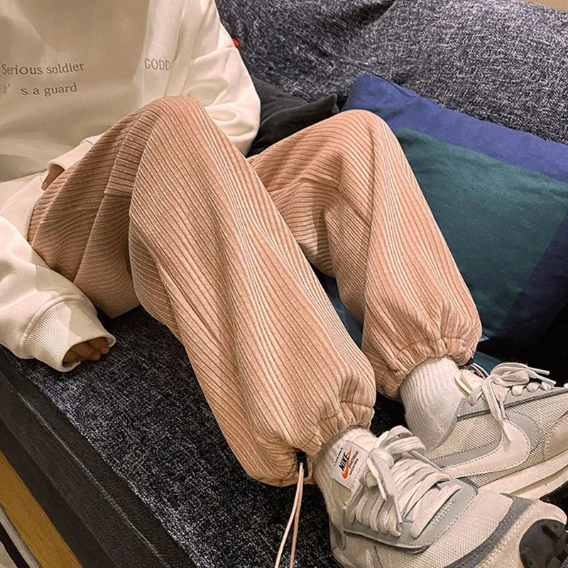 Men Pants Corduroy Pants Men's Casual Trousers Loose Autumn and Winter