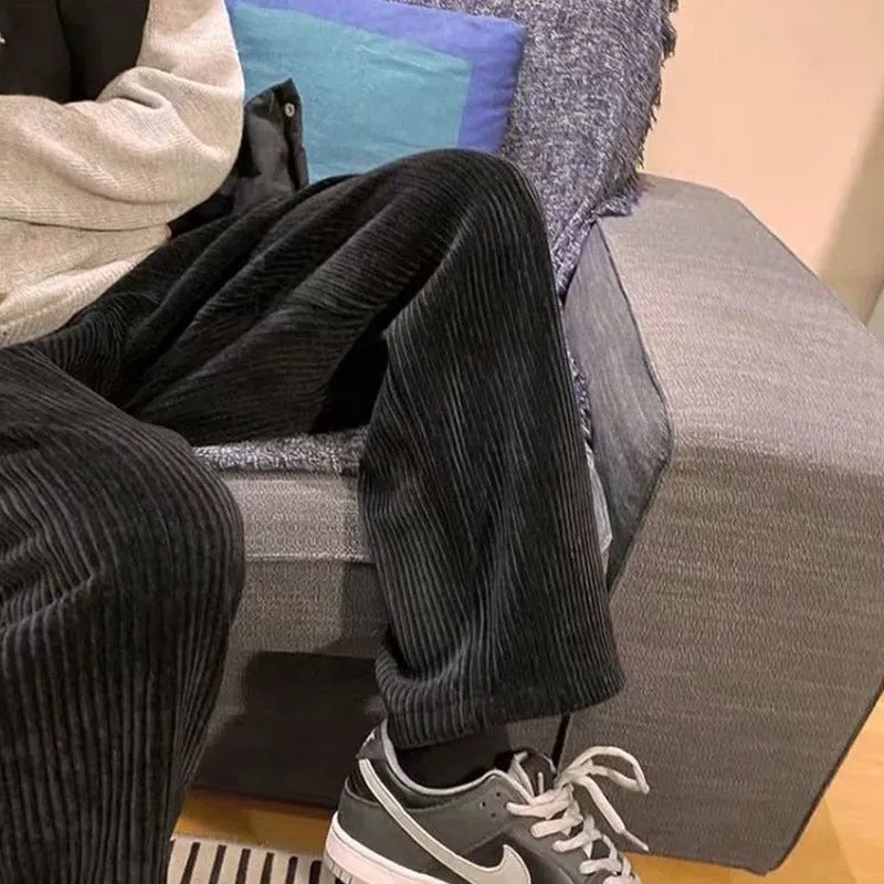 Men Pants Corduroy Pants Men's Casual Trousers Loose Autumn and Winter